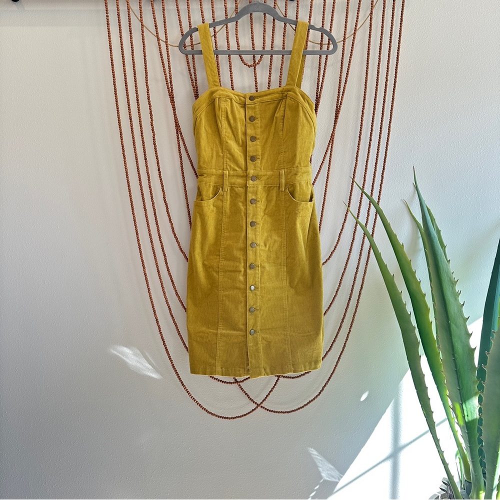 Corduroy Mustard Button-Down Dress